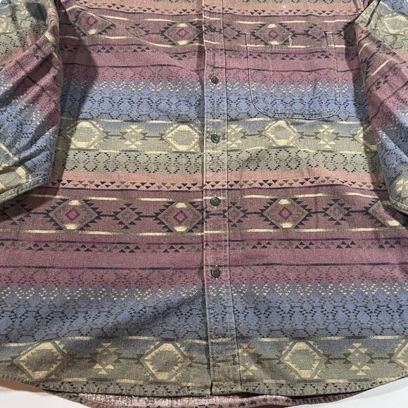 Cabela's Deerskin Soft Chamois Aztec Long Sleeve Button Up Shirt Men's XL - Picture 7 of 11